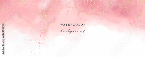 Vector watercolor horizontal universal background with glitter and copy space for text