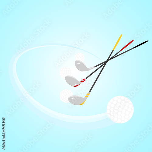golf club with a ball in flight throw. Vector illustration can be used for a flyer template, banner