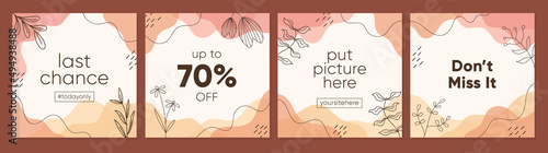 Sale square banner template for social media posts, mobile apps, banners design, web, and internet ads. Trendy abstract square template with colorful concept.