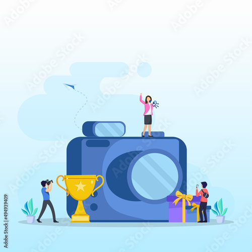 Photo competition illustration vector landing page. Photography Competition