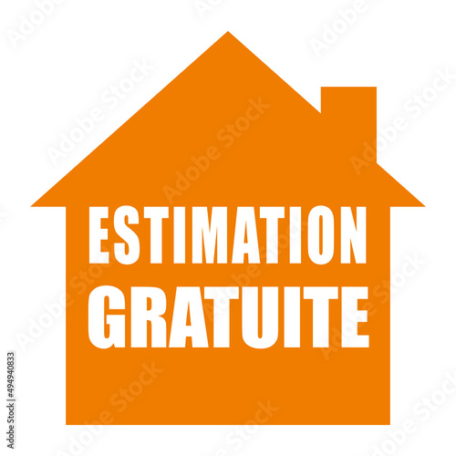 Estimation gratuite. Maison orange. Icône vectoriel.