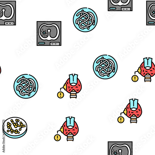 Bacteria Infection Vector Seamless Pattern Thin Line Illustration