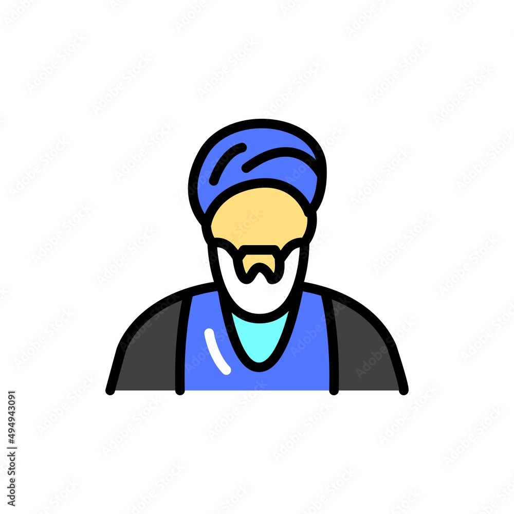 Shiite muslim man line color icon. Isolated vector element.