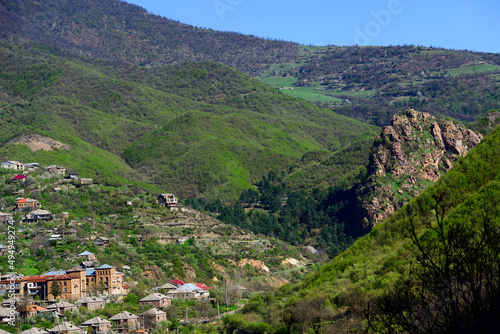 Beautiful mountain landscape with Tumanyan town and surroundings, Armenia.