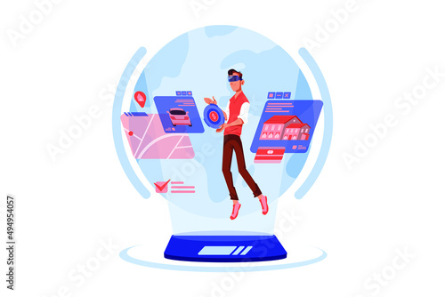 Metaverse property illustration concept