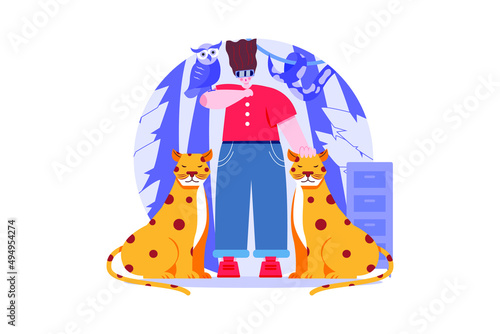 Man experiencing Virtual Zoo illustration concept