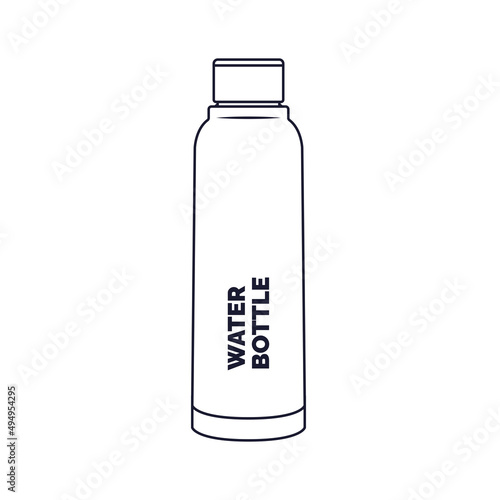 Water Bottle Outline Icon Illustration on Isolated White Background Suitable for Water Container, Thermos, Sport Drink Icon