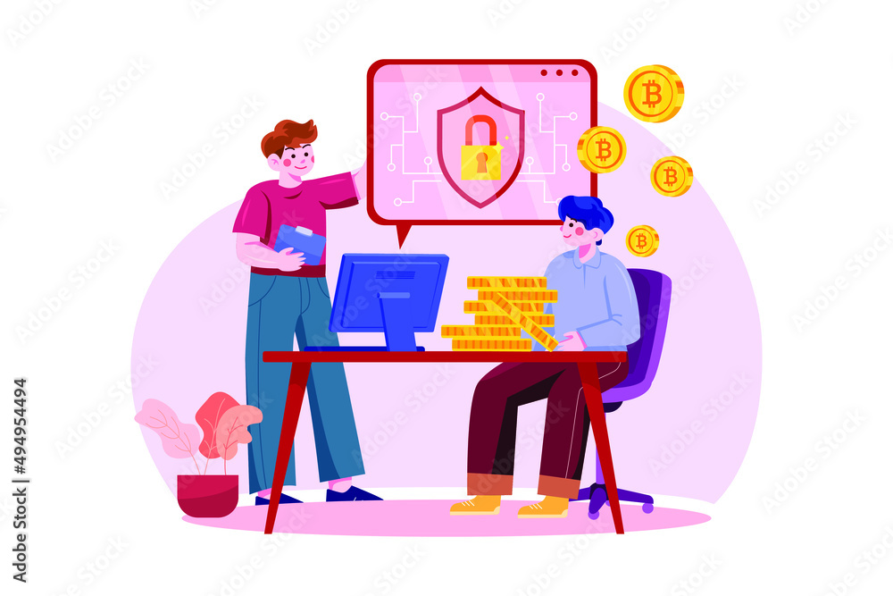 Crypto Protection illustration concept