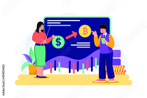 How to Buy Bitcoin illustration concept. Flat illustration isolated on white background