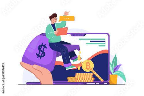 Blockchain Investment illustration concept. Flat illustration isolated on white background