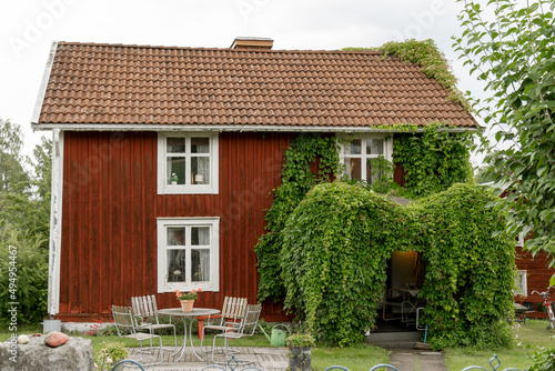 cute little frame house in sweden photo