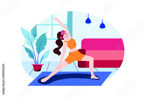Virtual Fitness using VR Tech illustration concept