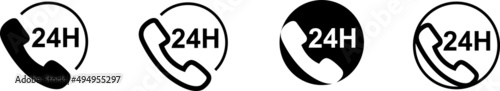 Vector illustration of 24 hours availability symbols