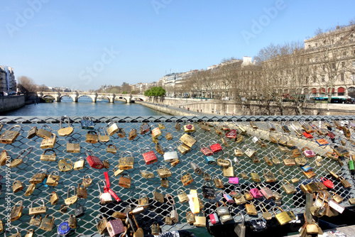 Love padlocks at the Pont des Arts bridge photo