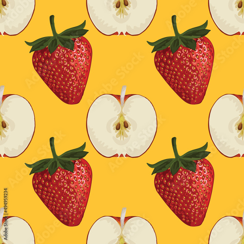 Fototapeta Naklejka Na Ścianę i Meble -  hand draw fruits seamless background pattern