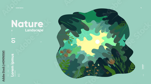 Nature and landscape. Background vector illustration. Picture for a poster, postcard or cover.
