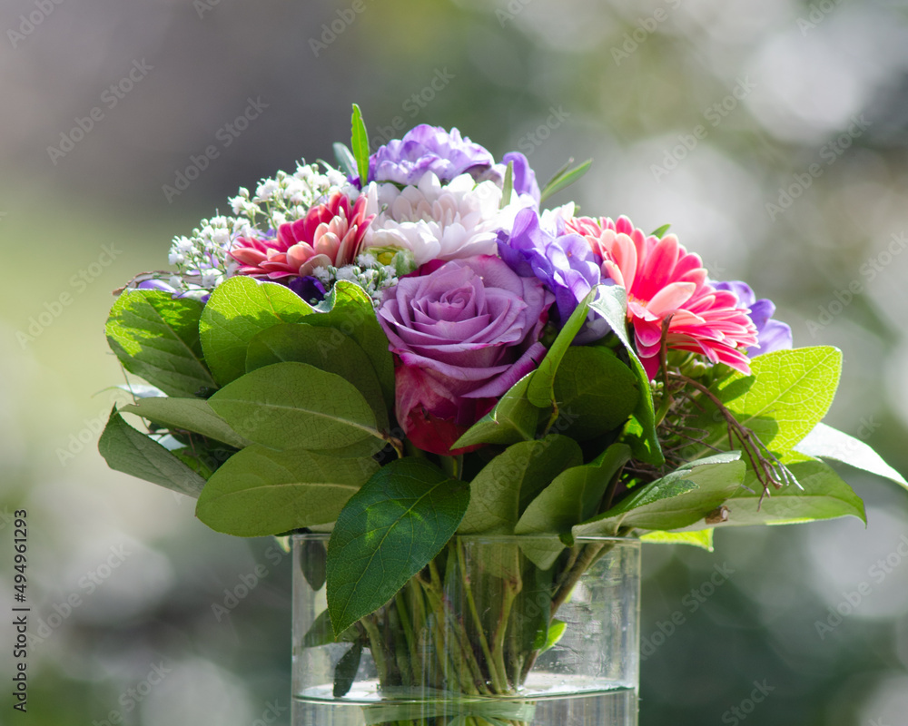 Bouquet of flowers in beautiful colors and a beautiful bokeh