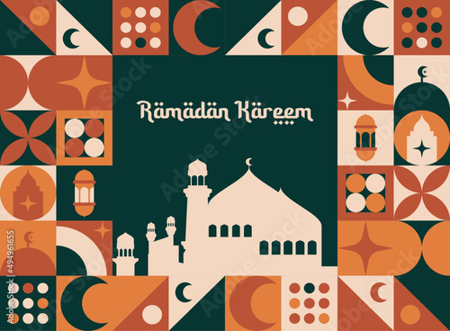 Ramadan Kareem. Islamic greeting card template with ramadan for wallpaper design. Poster, media banner. Ramadan vector illustration.