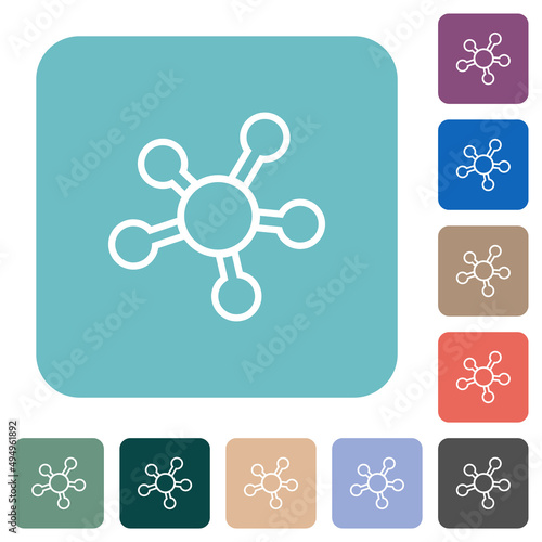 Network connections outline rounded square flat icons