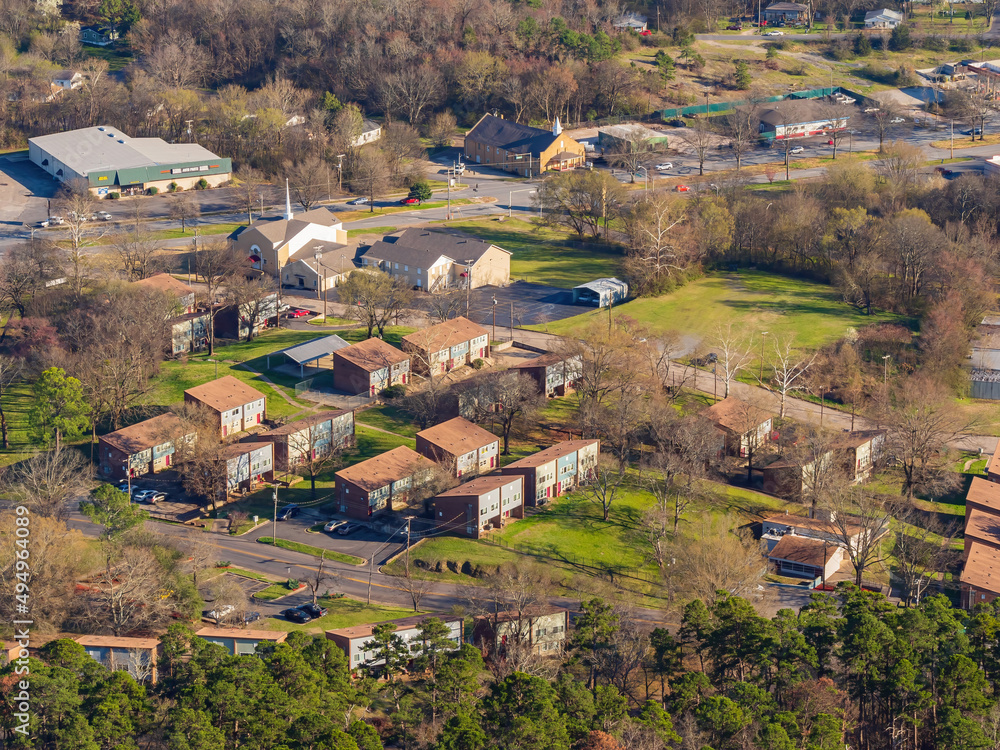 High angle view of the downtown Hot Springs