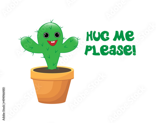Obraz na płótnie Vector stock of cactus cartoon character asking for a hug w salonie