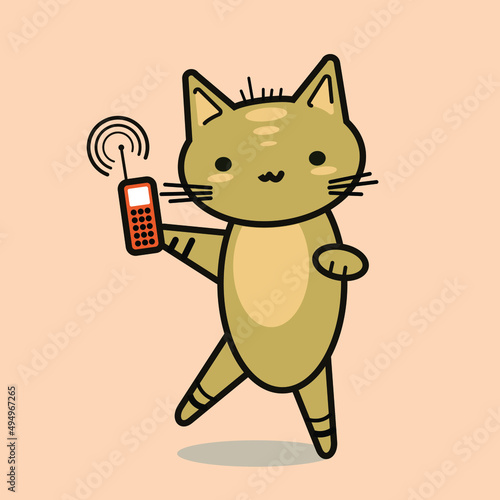 
Funny animals. A little kitten. Vector image in cartoon style. Color image.