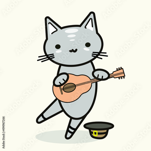
Funny animals. A little kitten. Vector image in cartoon style. Color image.