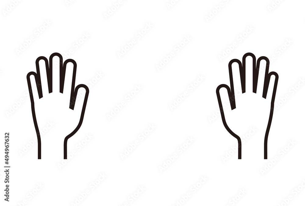 シンプルな線で描いた人の両手 - 手をつく・手を挙げる・バンザイのイメージ素材