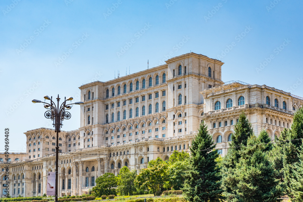 Palace of the Parliament (Romanian: Palatul Parlamentului), also known as the Republic's House (Casa Republicii) or People's House/People's Palace (Casa Poporului), located in Bucharest, Romania