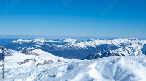 View from the peak of Schilthorn in Jungfrau ski arena, Switzerland, over numerous alpine summits © Thomas