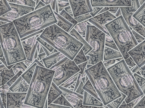 Closeup shot of a heap of rare yugoslavian dinar banknotes