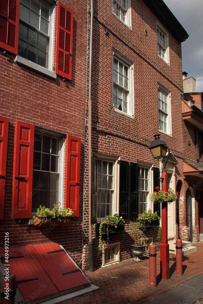 Elfred's Alley, the oldest inhabited street in USA, Old City of Philadelphia, Pennsylvania, USA