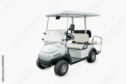 Gas Golf cart or electric golf cart small vehicle for a golf course or a country club isolated on white background .