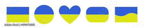 Heart circle rectangle shapes Ukrainian flag