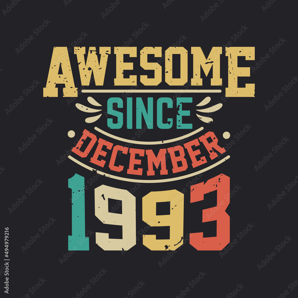 Awesome Since December 1993. Born in December 1993 Retro Vintage Birthday