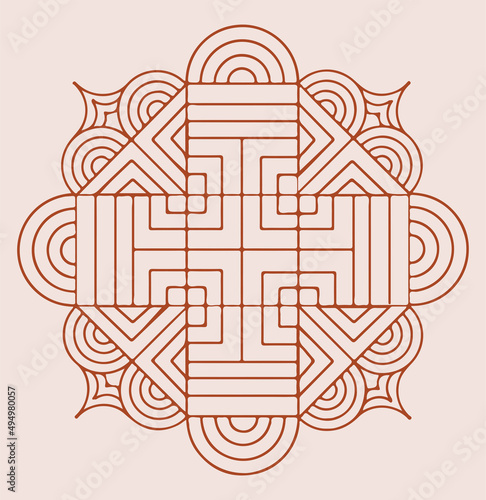 Drawing or sketch of colorful Mandala or Rangoli outline editable illustration photo