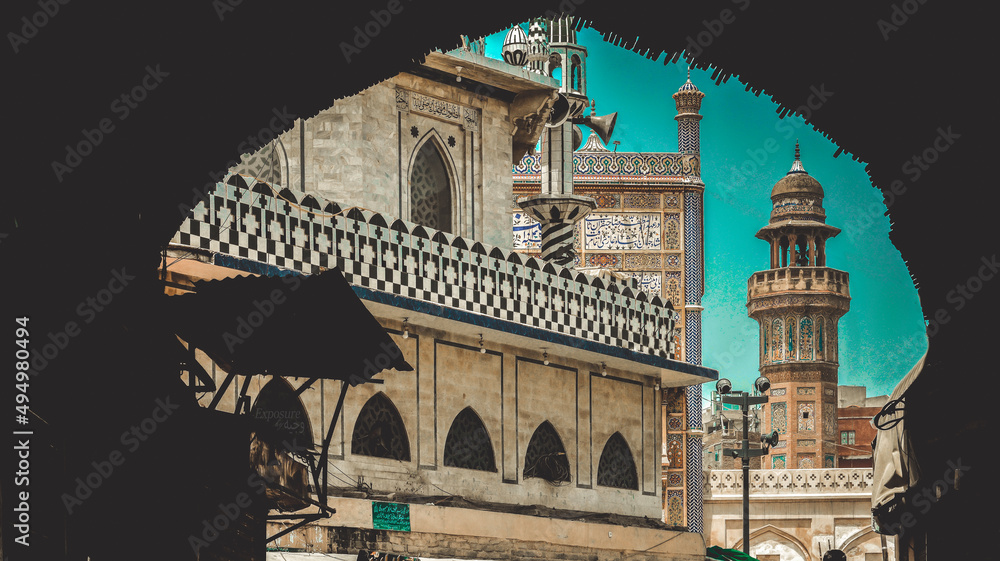 Fototapeta premium Wazir Khan mosque in Lahore city. Pakistan. High quality photo