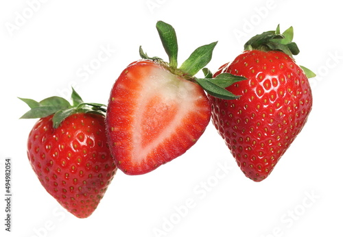 Fresh strawberry half isolated on white 