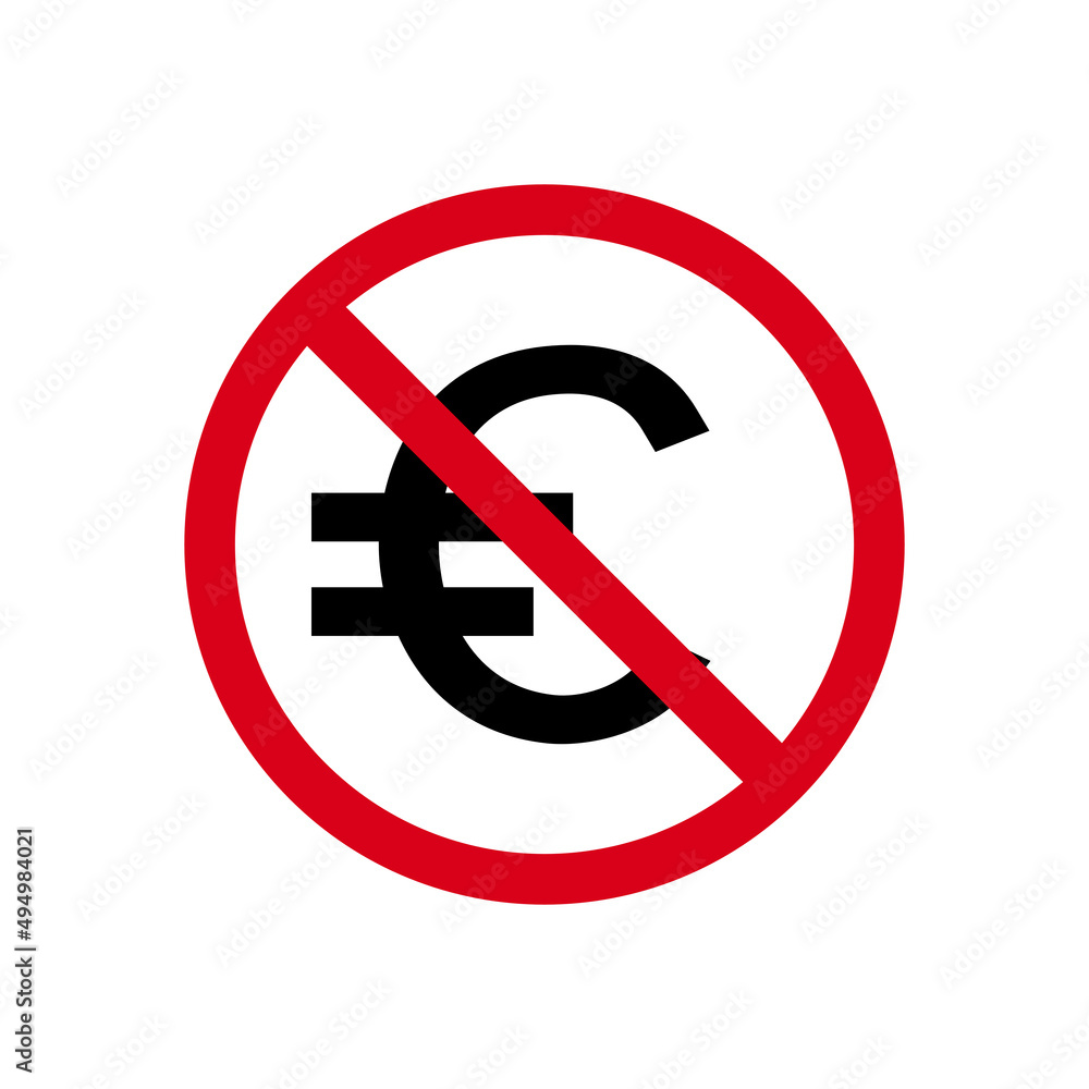 no euro currency sign in a red circle on a white background no euro currency sign in a red circle on a white background