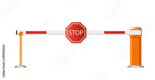 Barrier flock.Parking zone turnpike on white background vector illustration.Railroad and parking zone barrier icon.