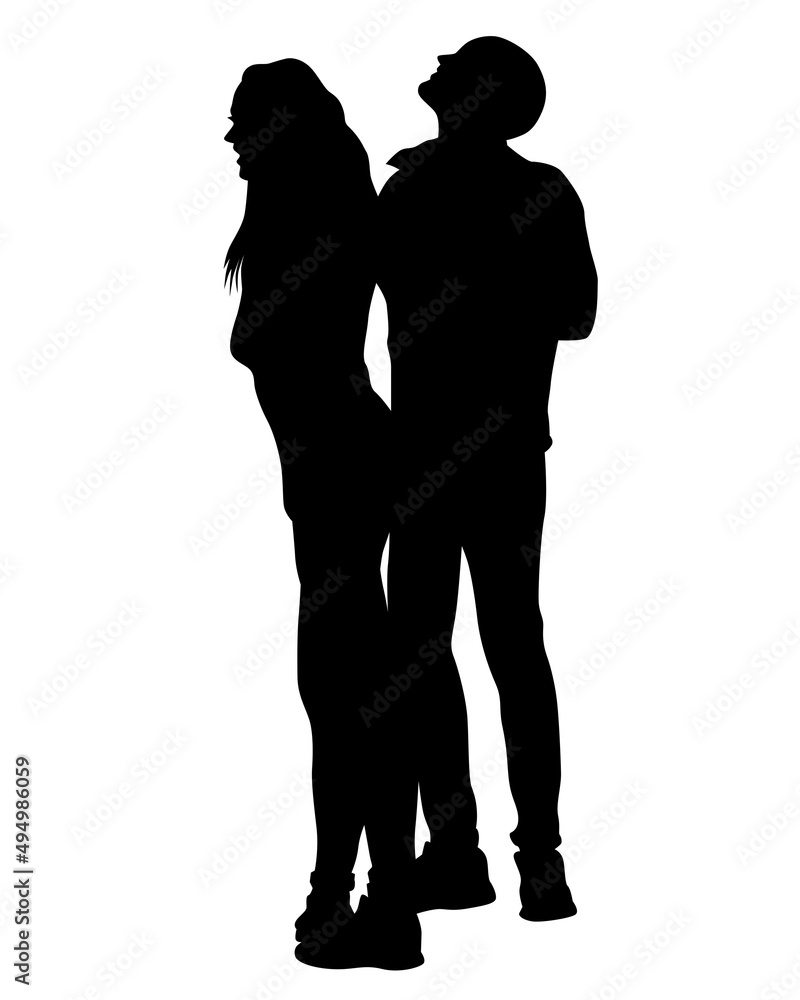 Beauty young girl in dress walking down street. Isolated silhouette on white background Beauty young girl in dress walking down street. Isolated silhouette on white background