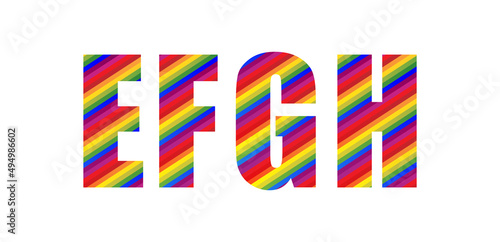 Capital Letter EFGH Rainbow Style. Modern Dynamic Colorful Alphabet Vector Illustration. EPS 10