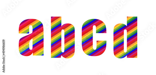 Small Letter abcd Rainbow Style. Modern Dynamic Colorful Alphabet Vector Illustration. EPS 10