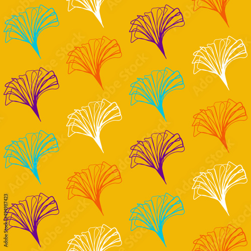 Vector seamless half-drop pattern, with flowers
