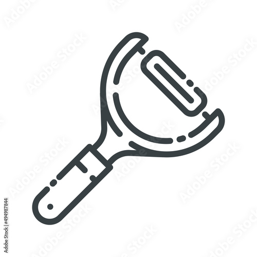 Vector line icon of a peeler isolated on transparent background