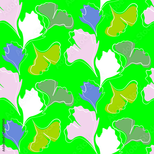 Vector seamless half-drop pattern, with flowers