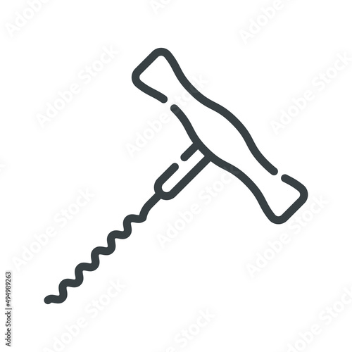 Vector line icon of a corkscrew isolated on transparent background
