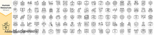 Set of human resources icons. Simple line art style icons pack. Vector illustration