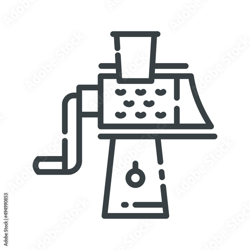 Vector line icon of a meat grinder isolated
