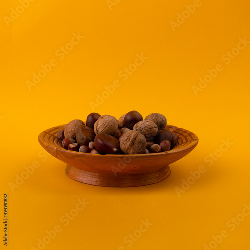 walnut, chestnut and hazelnut snack plate